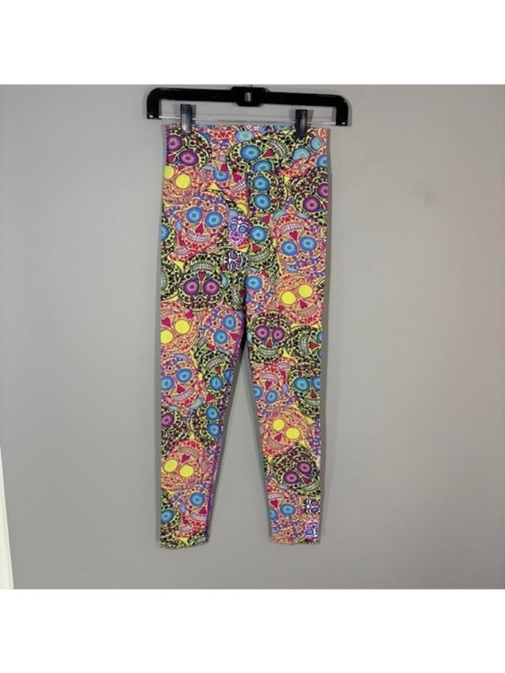 Dona Jo Leggings Womens 1 Multicolor Sugar Skull Ankle Yoga Pants Gym Athletic